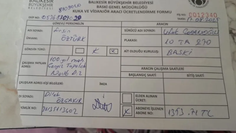 Gönen'de Şok! Taşkın Faturası Vatandaşa Kesildi!
