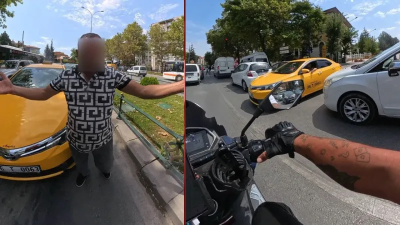Trafikte gerilim: Kurye ile taksi şoförü arasında kavga